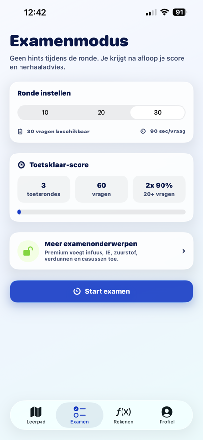 DoseerCheck Trainer examenmodus